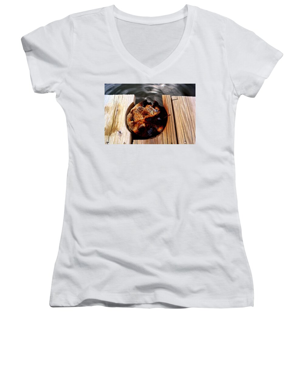Landscape Women's V-Neck featuring the photograph Dock by Tamara Michael
