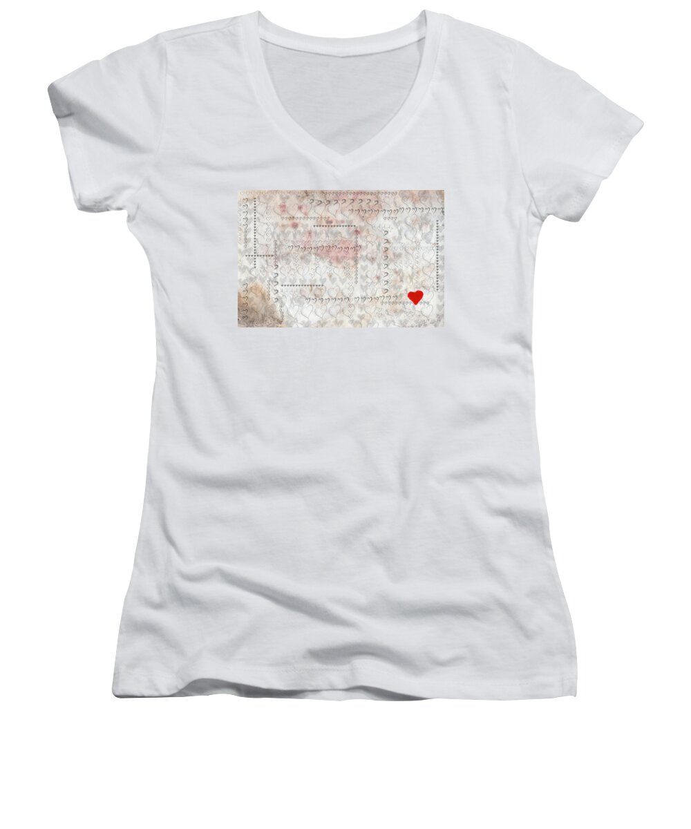 Wright Women's V-Neck featuring the digital art Elusive Love by Paulette B Wright