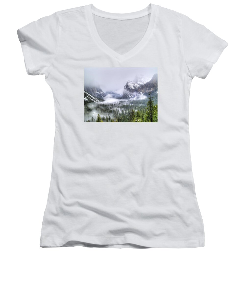 Yosemite Women's V-Neck featuring the photograph Enchanted Valley by Bill Gallagher