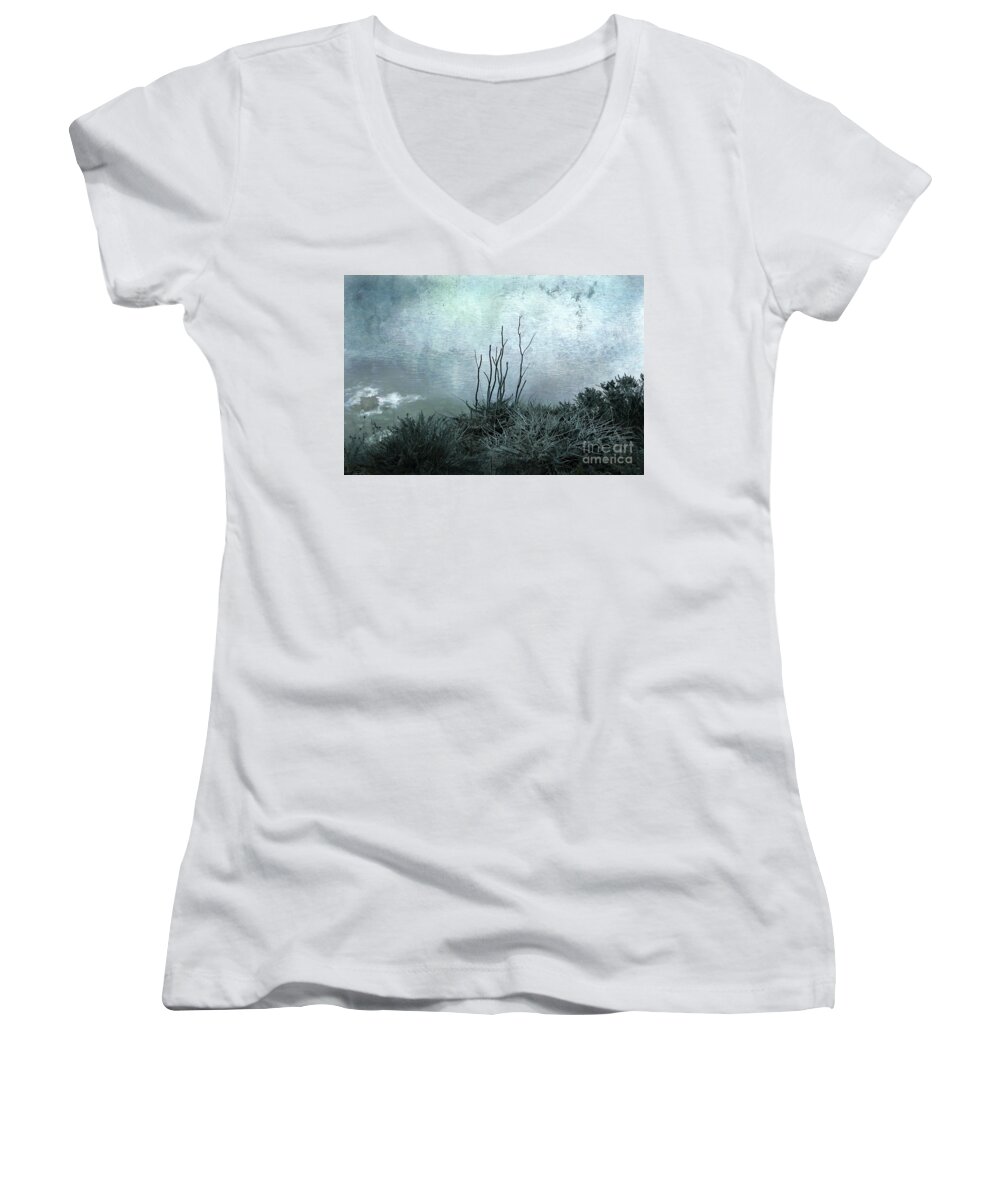 Coastal Women's V-Neck featuring the photograph Facing the Unknown Together by Ellen Cotton