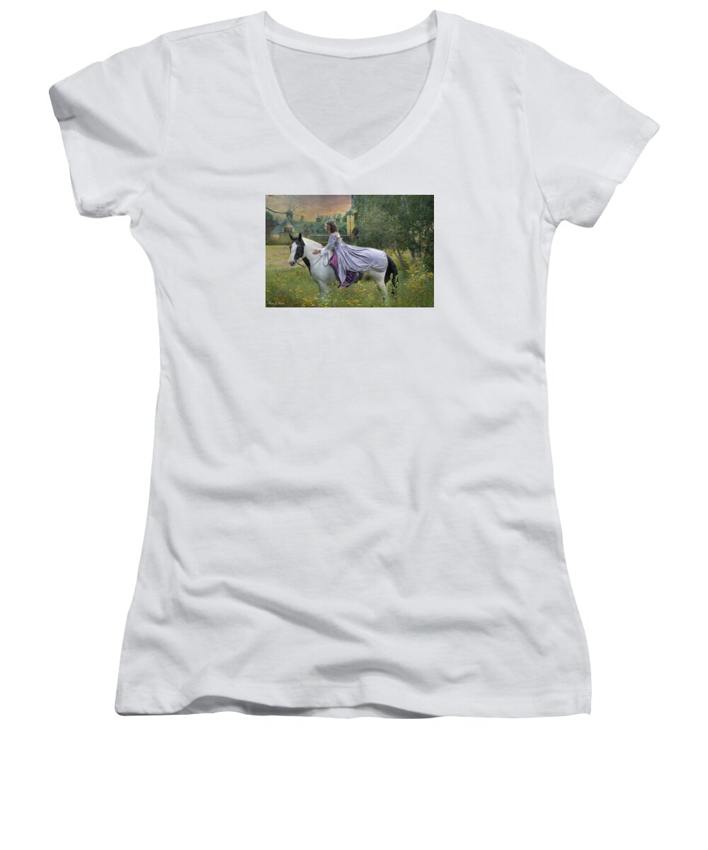 Horses Women's V-Neck featuring the photograph Faerie Tales by Fran J Scott