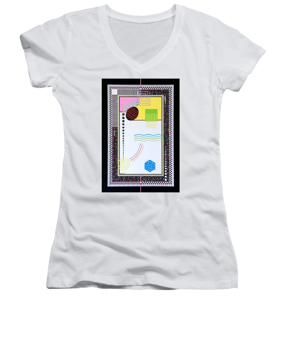 Intricate Pattern Women's V-Neck featuring the painting Fantasy by Thomas Gronowski