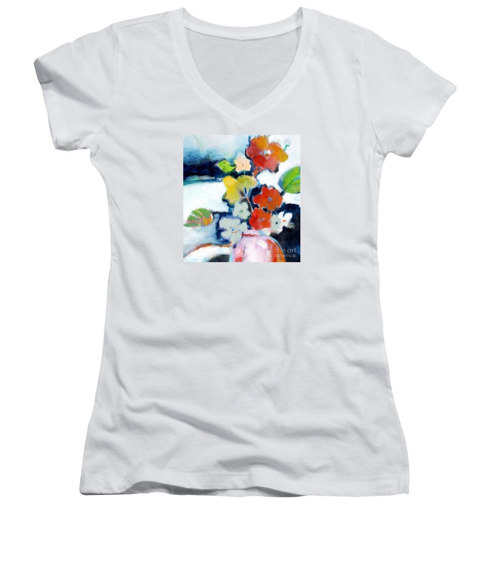 Flowers Women's V-Neck featuring the painting Flower Vase No.1 by Michelle Abrams