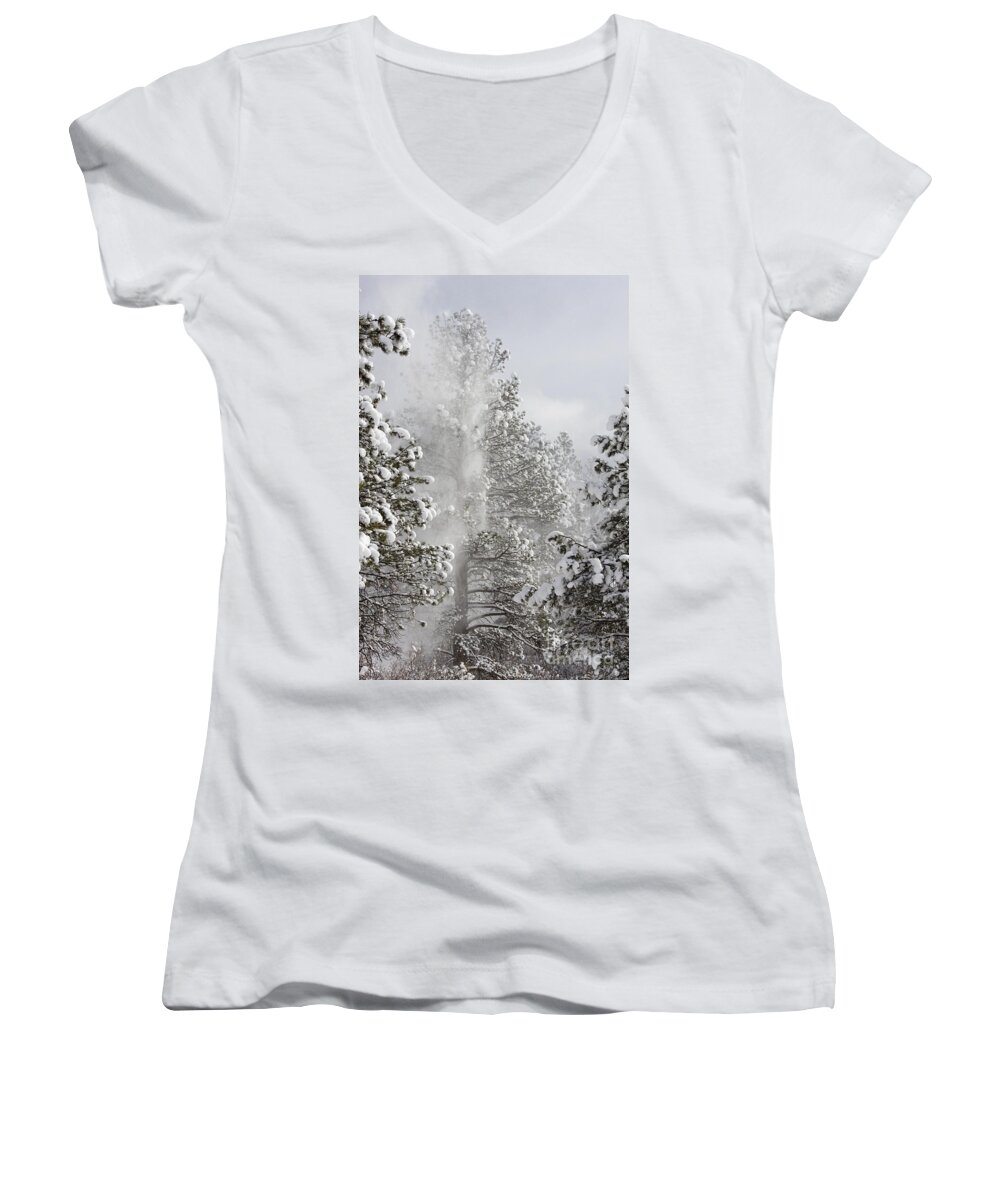 Beautiful Women's V-Neck featuring the photograph Fresh Snow by Steven Krull