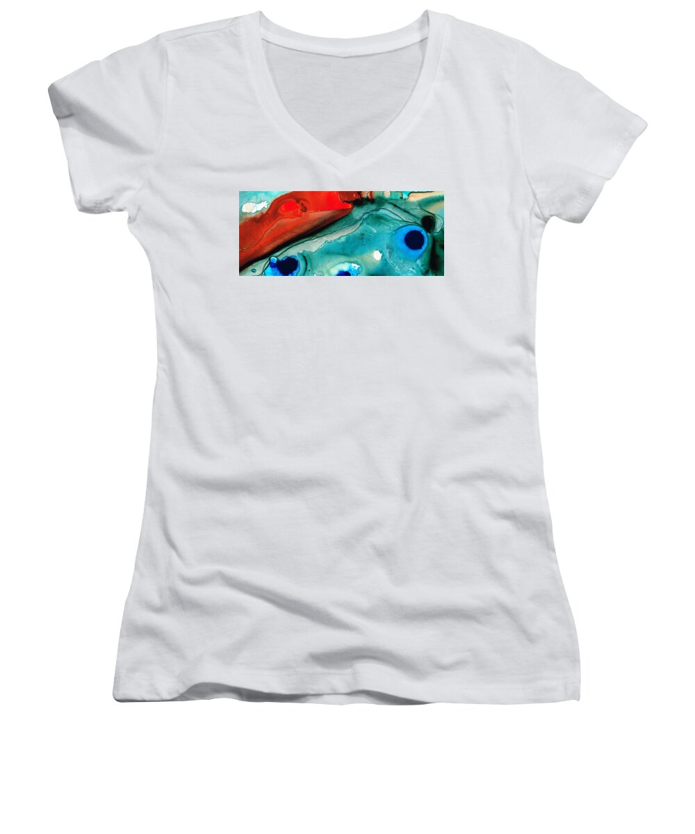 Red Women's V-Neck featuring the painting Gentle Persuasion by Sharon Cummings