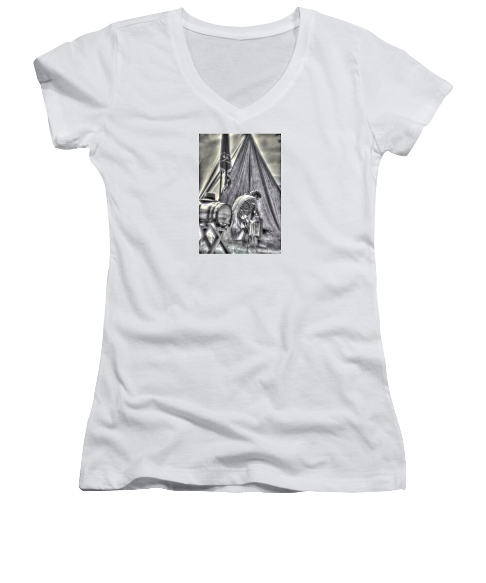 Civil War Women's V-Neck featuring the photograph Gettysburg In the Camp - Counting the Losses by Michael Mazaika