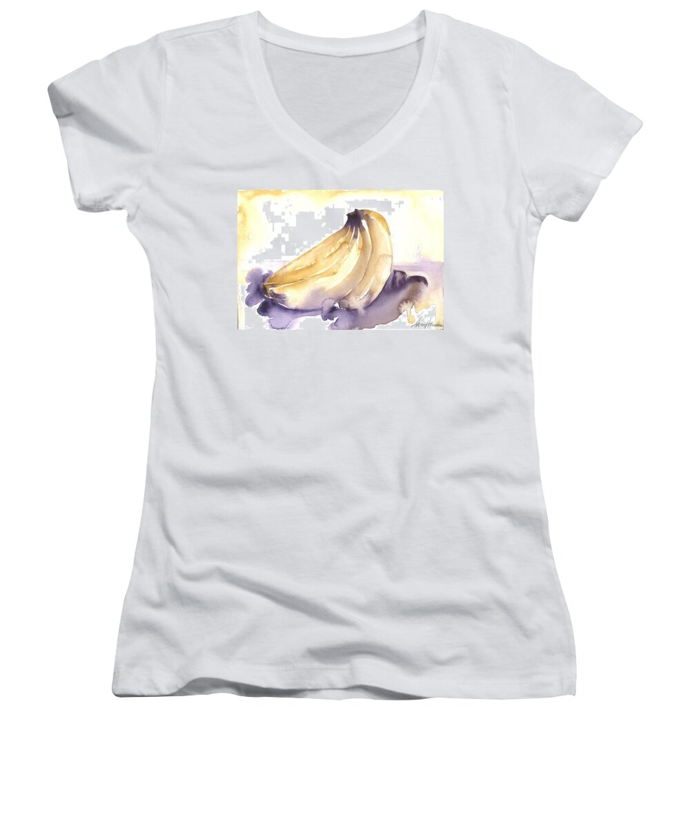 Owl Women's V-Neck featuring the painting Going Bananas 1 by Sherry Harradence