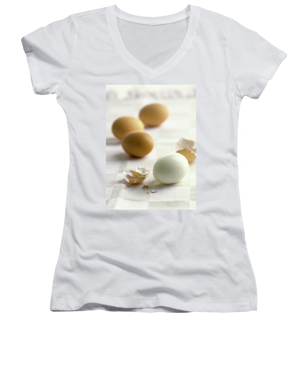 Cooking Women's V-Neck featuring the photograph Hard-boiled Eggs by Romulo Yanes