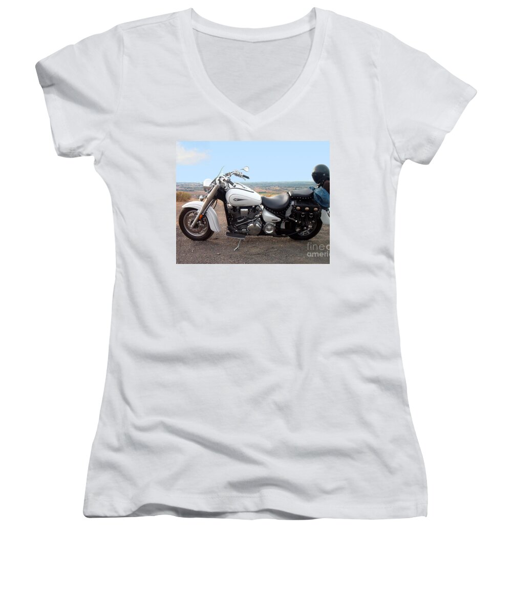 Motorcycle Women's V-Neck featuring the photograph Harley Davidson by Charles Robinson