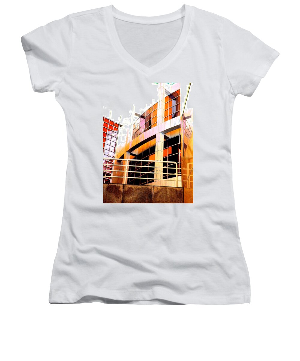 Outside Women's V-Neck featuring the photograph High Museum of Art by Cleaster Cotton