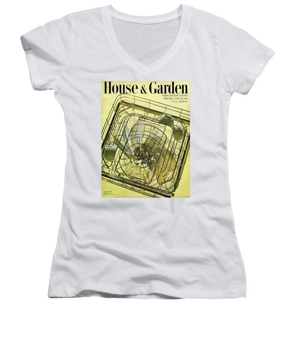 House And Garden Women's V-Neck featuring the photograph House And Garden Servant Less Living Houses Cover by Herbert Matter