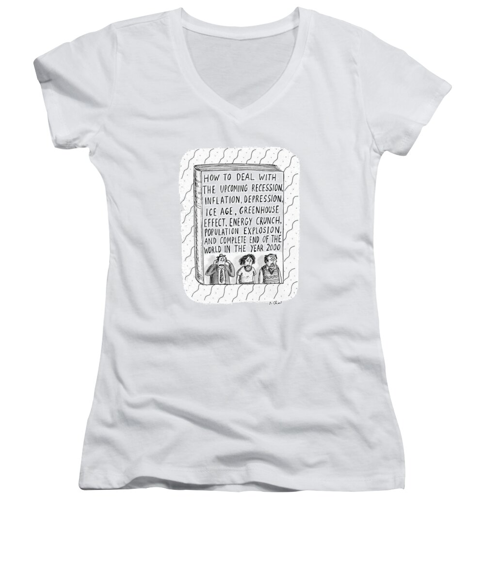 Writing Women's V-Neck featuring the drawing How To Deal With The Upcoming Recession by Roz Chast