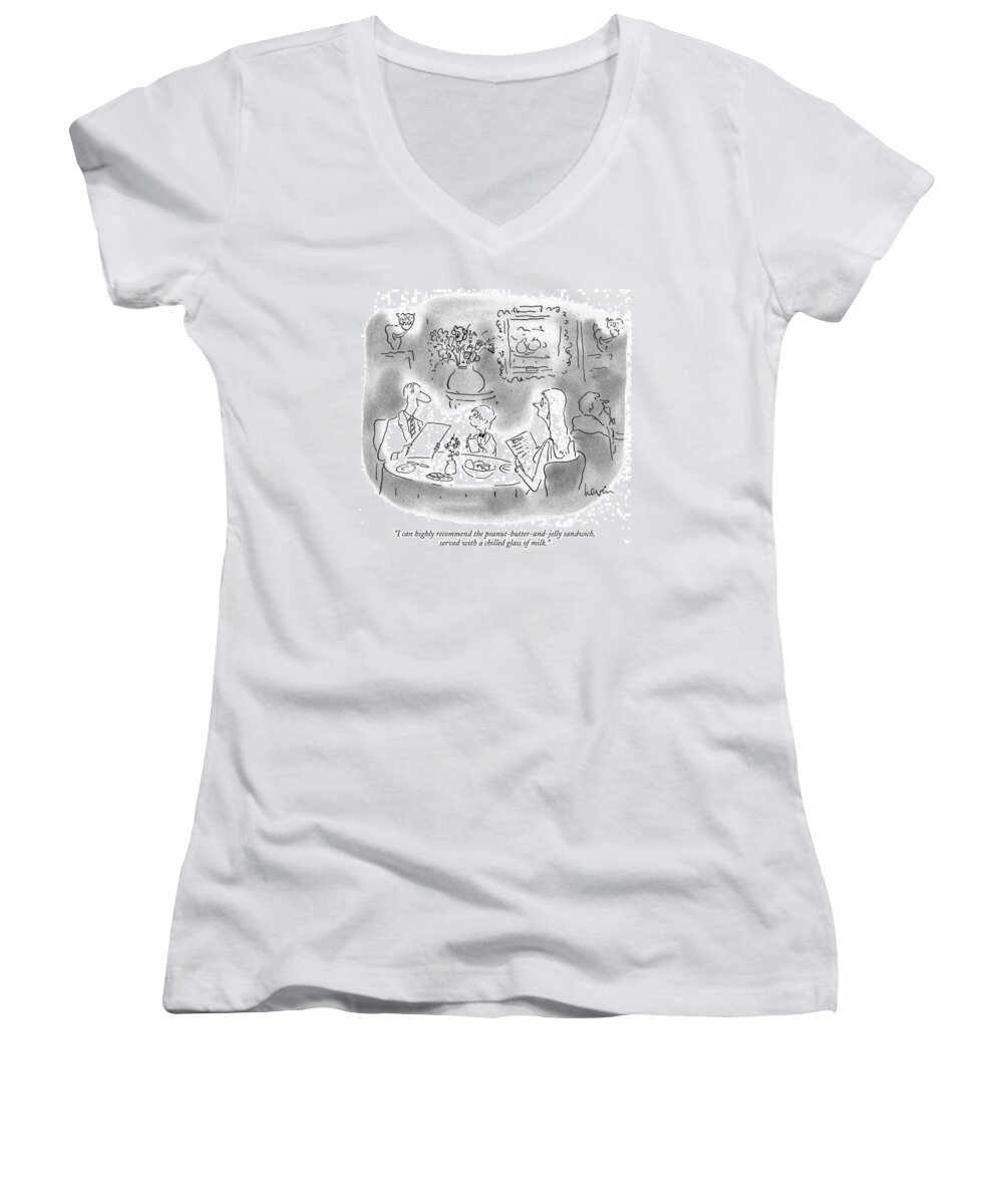 Age Women's V-Neck featuring the drawing I Can Highly Recommend by Arnie Levin