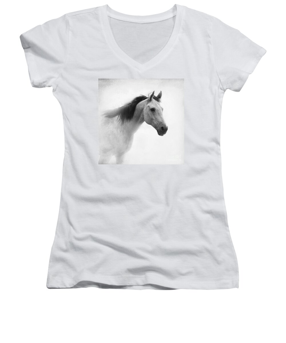 Horse Women's V-Neck featuring the photograph I Dream of Horses by Betty LaRue