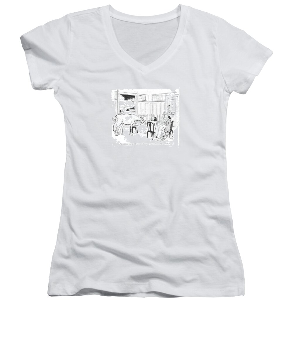 110695 Cro Carl Rose Women's V-Neck featuring the drawing You No'theners by Carl Rose