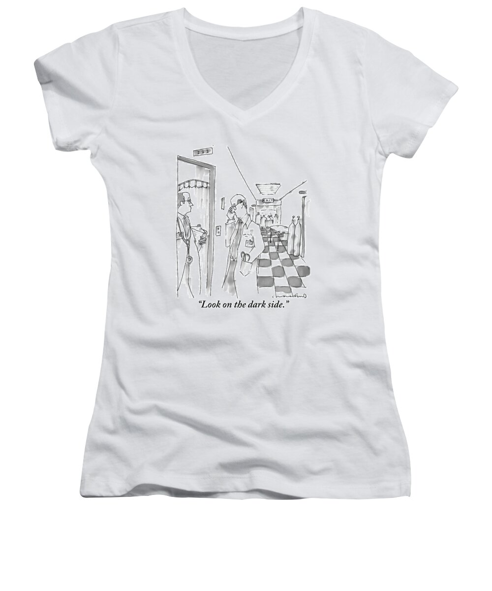 Doctors Women's V-Neck featuring the drawing In A Hospital Hallway by Michael Crawford