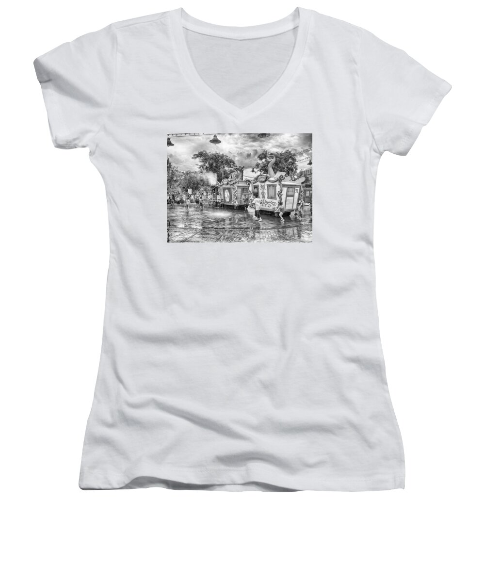  Women's V-Neck featuring the photograph Inside the Storybook Circus by Howard Salmon