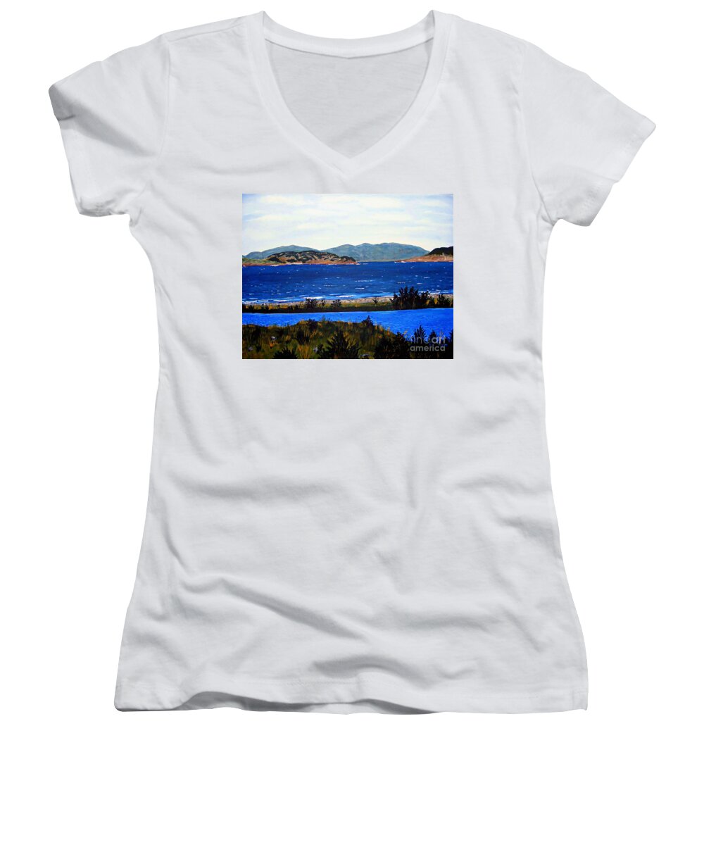 Islands Women's V-Neck featuring the painting Iona formerly Rams Islands by Barbara A Griffin
