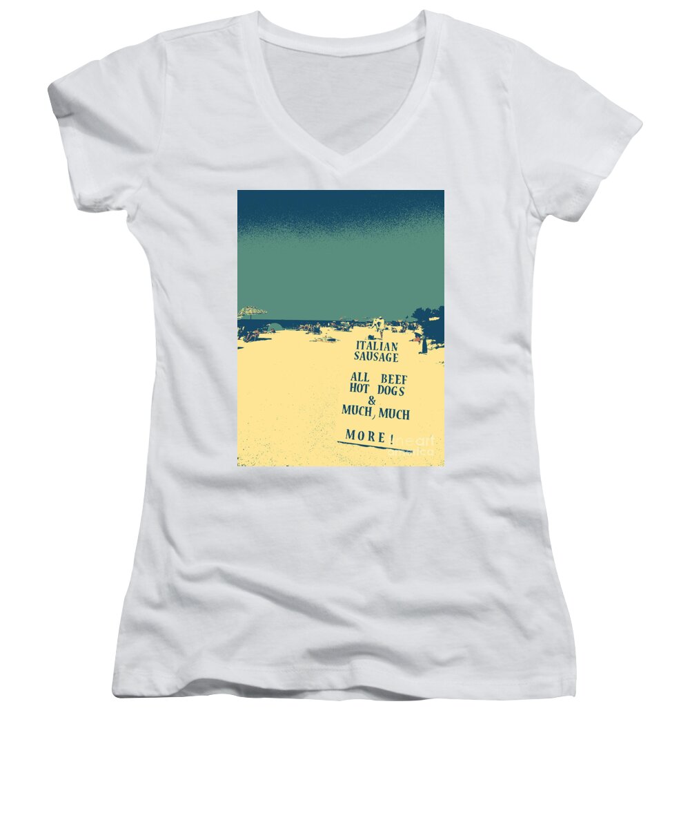Beach Women's V-Neck featuring the digital art Italian Sausage by Valerie Reeves