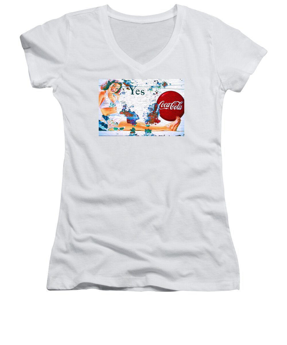 Pop Art Women's V-Neck featuring the photograph Just Sitting By The Side Of The Road - Digital Art by Robyn King