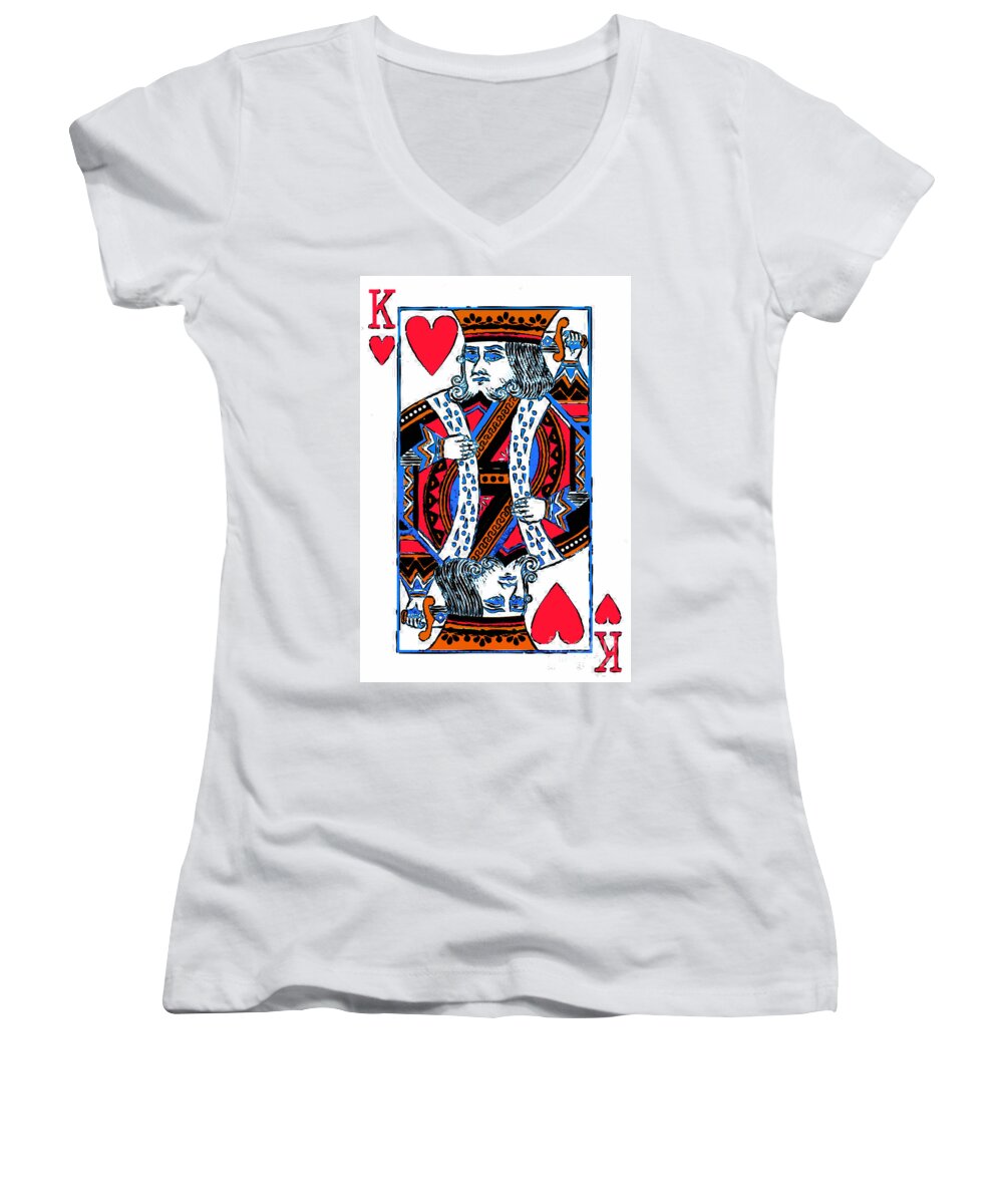 Card Women's V-Neck featuring the photograph King of Hearts 20140301 by Wingsdomain Art and Photography