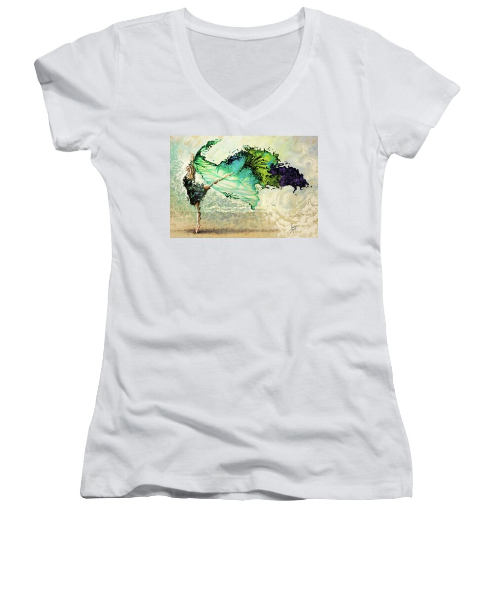 Liberty Women's V-Neck featuring the painting Like air I will raise by Karina Llergo