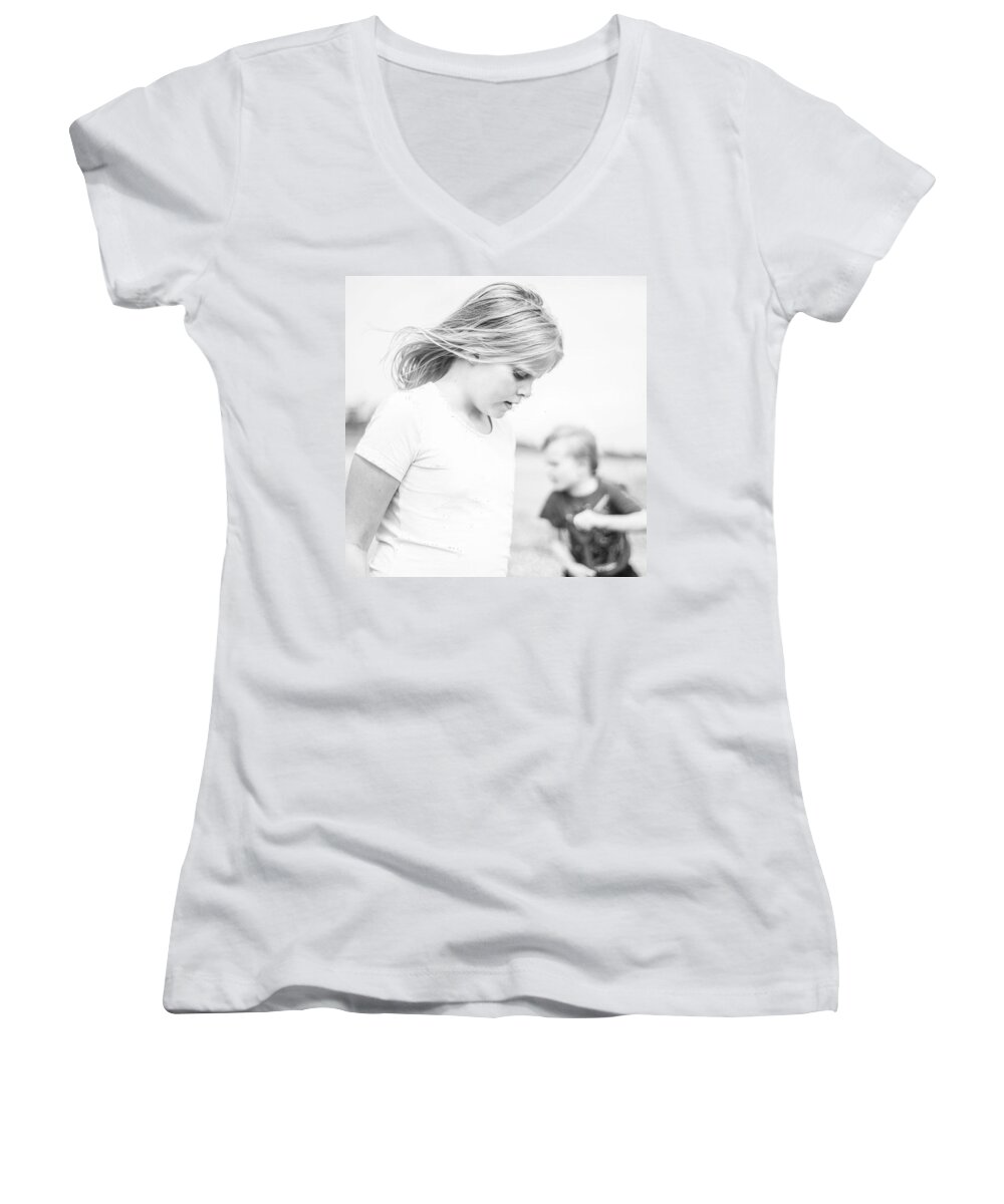 Kids Women's V-Neck featuring the photograph Love Them by Aleck Cartwright