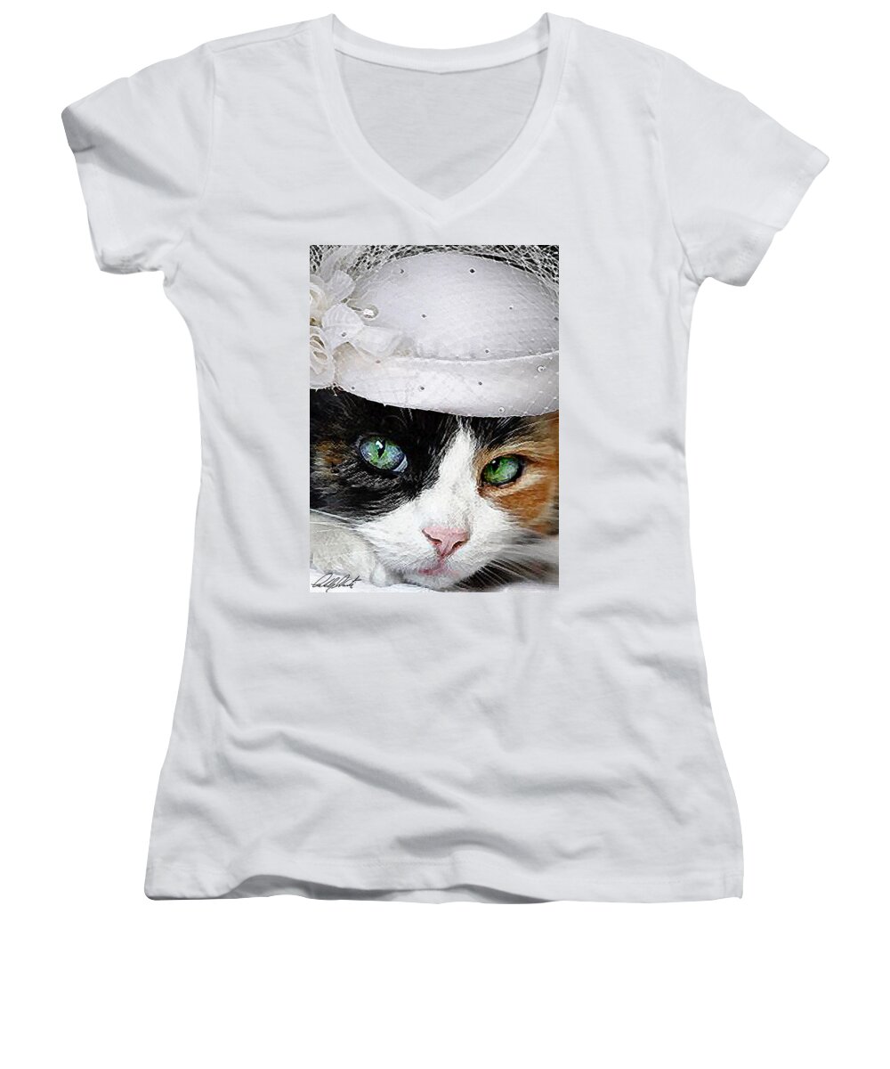 Cat Women's V-Neck featuring the painting Mother Of The Bride by Michele Avanti