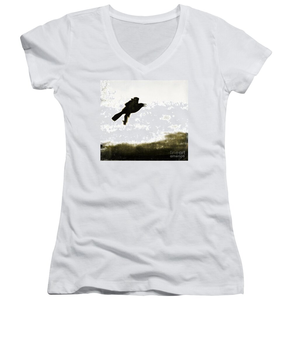 Birds Women's V-Neck featuring the photograph Nevermore by Roselynne Broussard