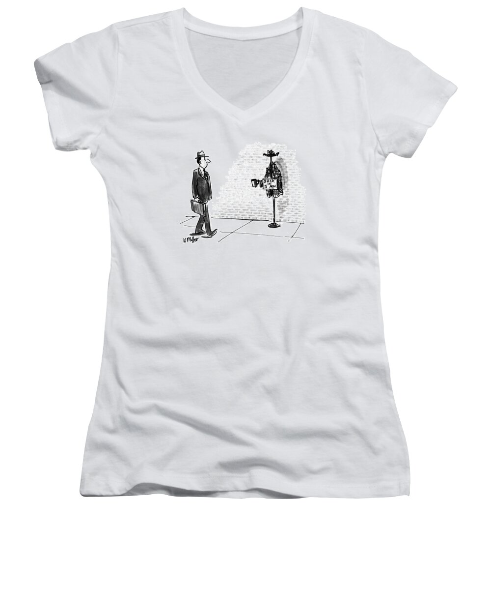 Tin Cup Women's V-Neck featuring the drawing New Yorker April 13th, 1992 by Warren Miller