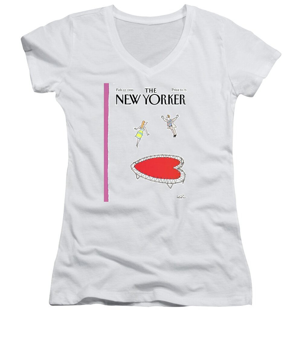 Holidays Women's V-Neck featuring the painting New Yorker February 12th, 1990 by Arnie Levin