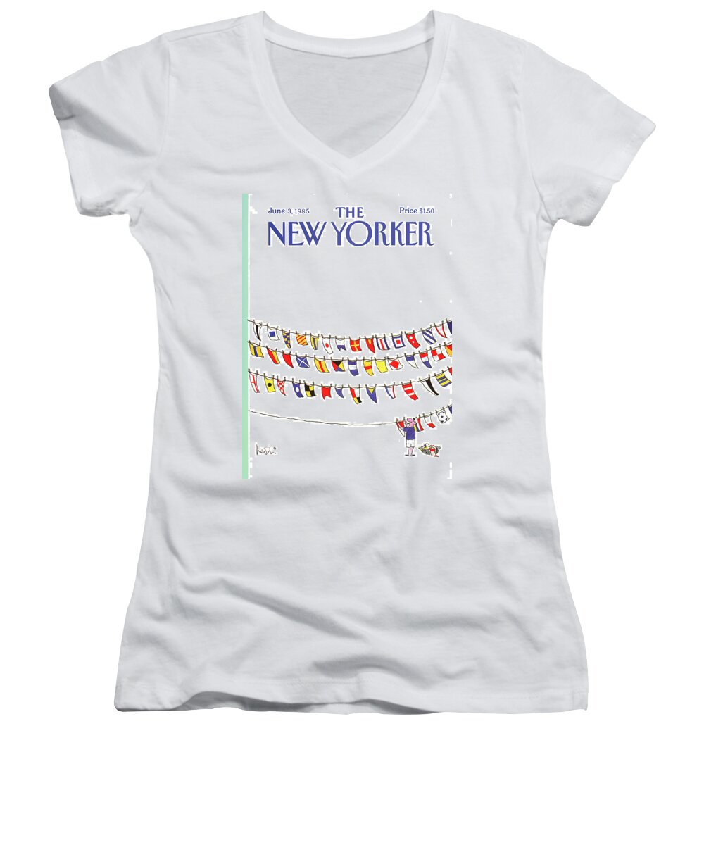 Leisure Women's V-Neck featuring the painting New Yorker June 3rd, 1985 by Arnie Levin