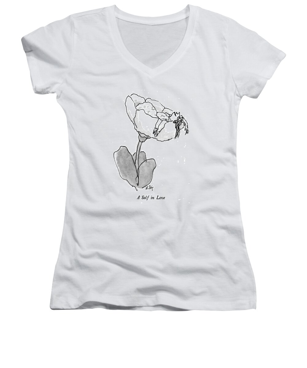 Love Women's V-Neck featuring the drawing New Yorker March 9th, 1992 by William Steig