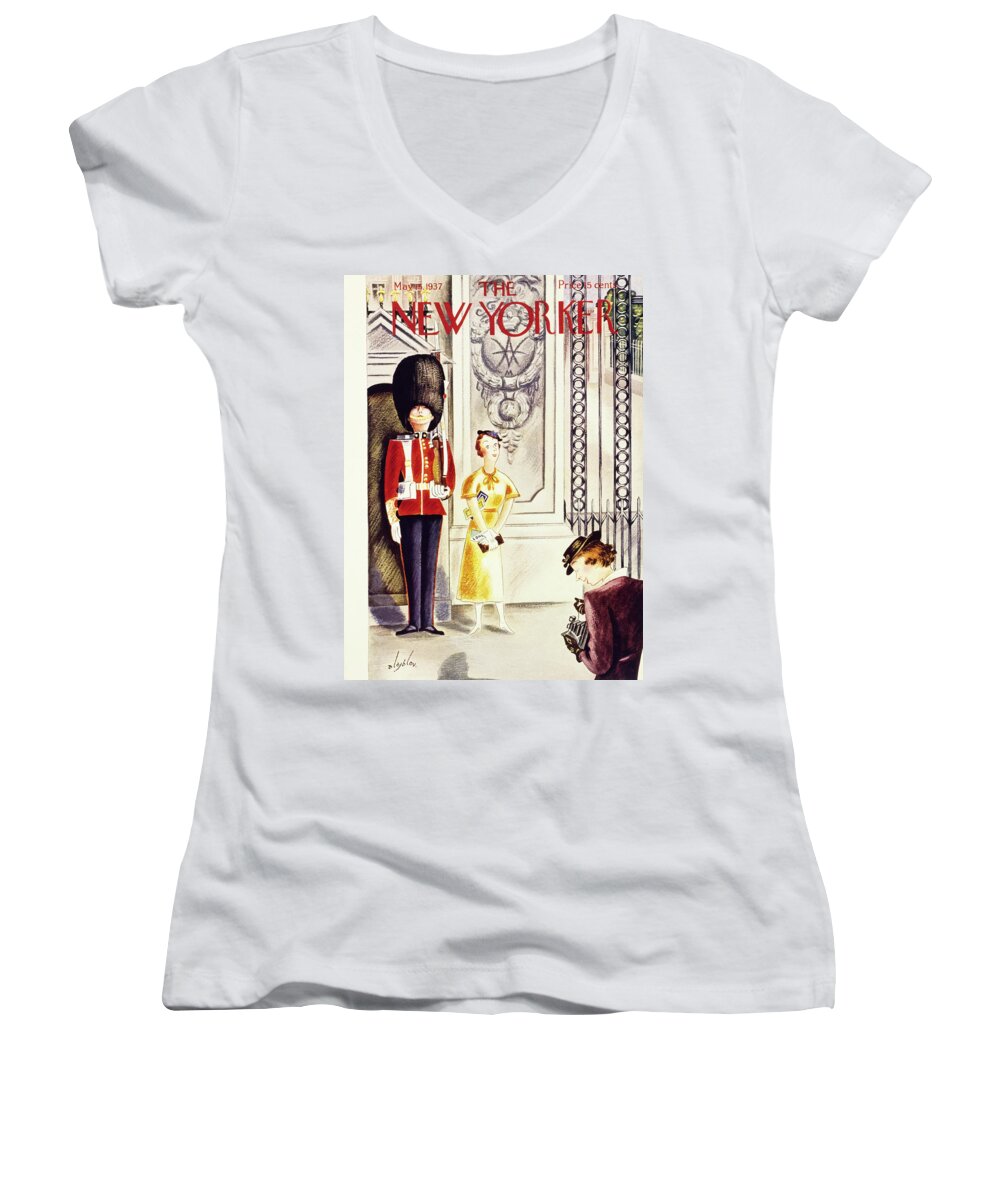 Travel Women's V-Neck featuring the painting New Yorker May 15 1937 by Constantin Alajalov