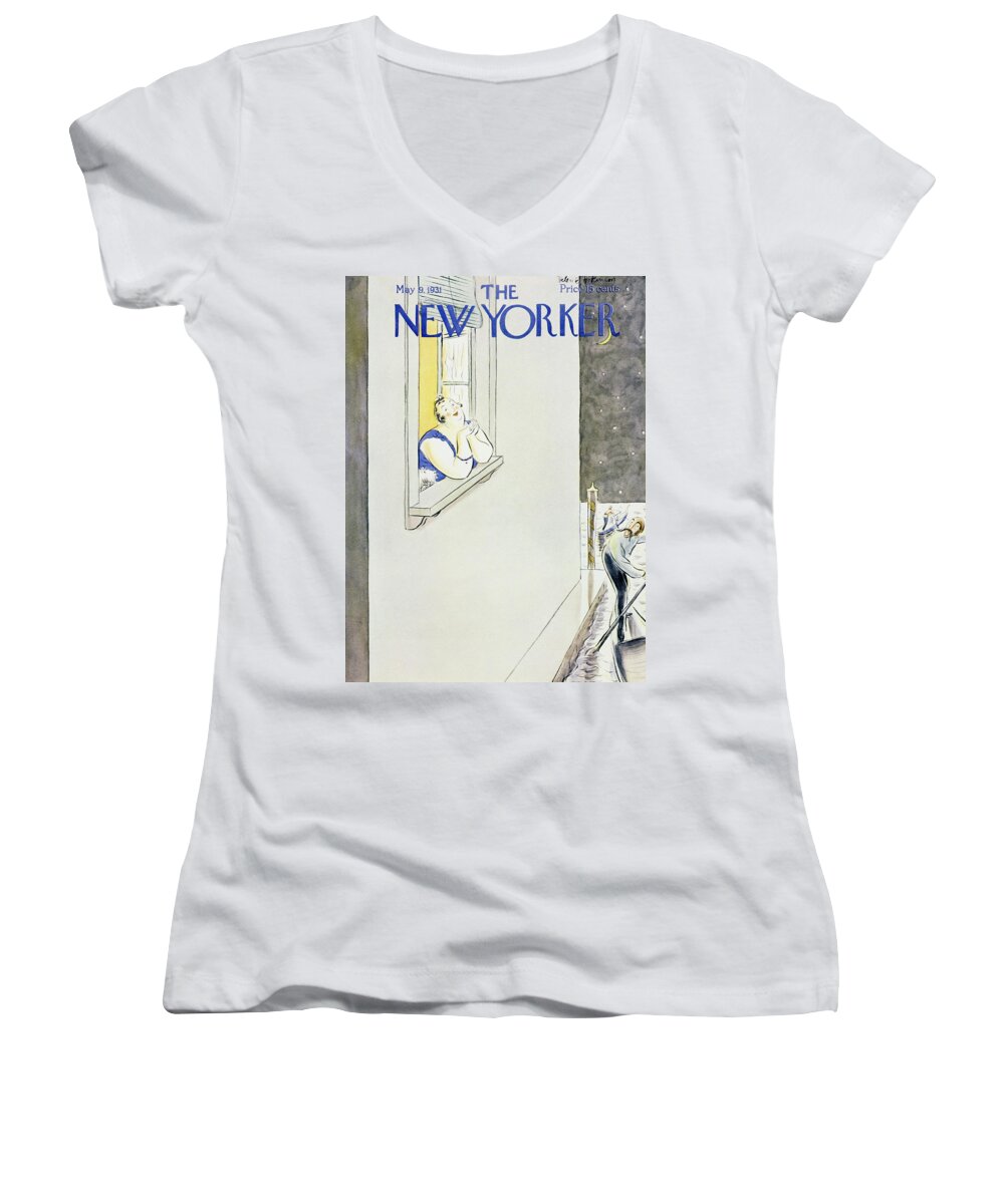 Illustration Women's V-Neck featuring the painting New Yorker May 9 1931 by Helene E Hokinson