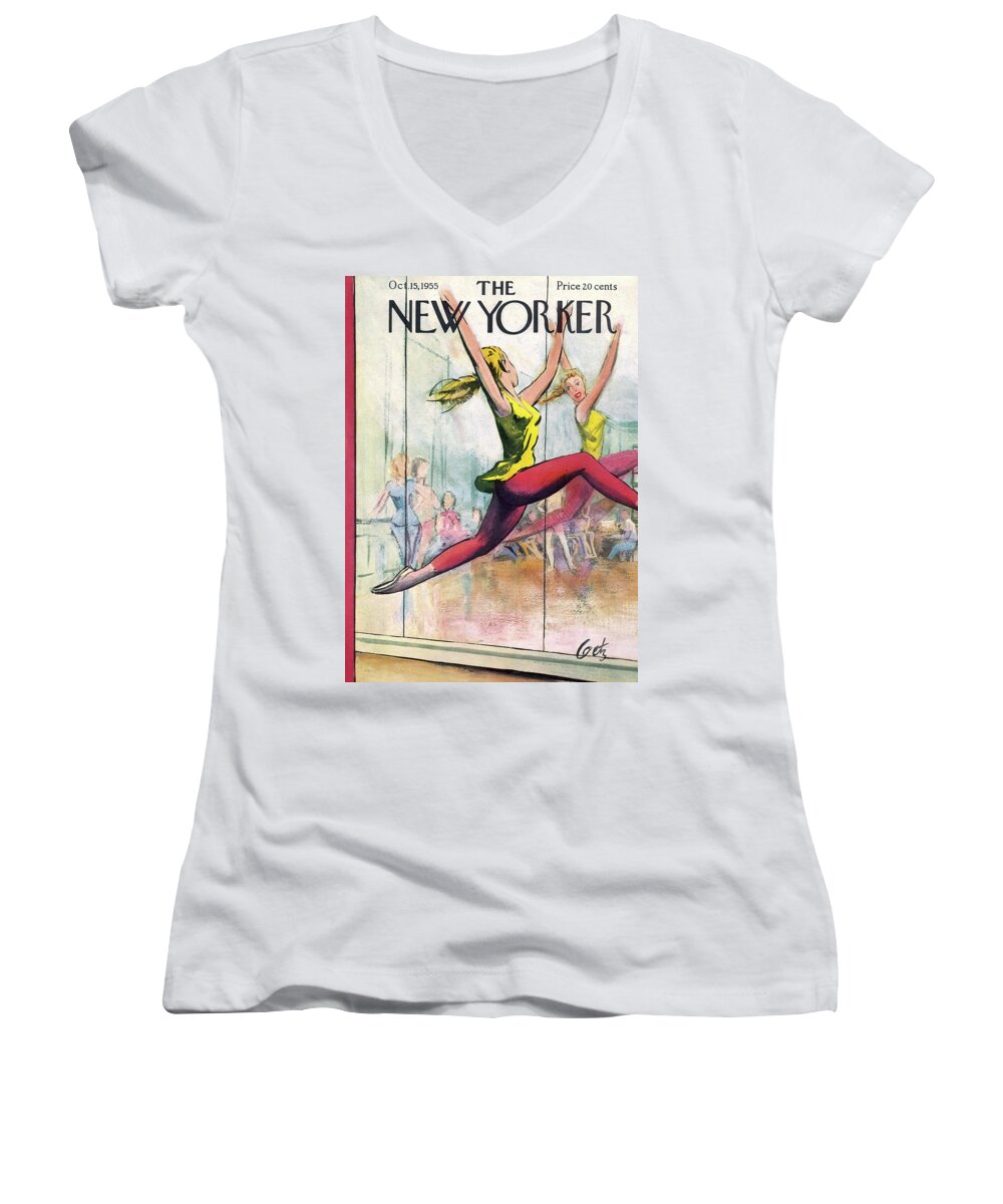 Actors Women's V-Neck featuring the painting New Yorker October 15th, 1955 by Arthur Getz