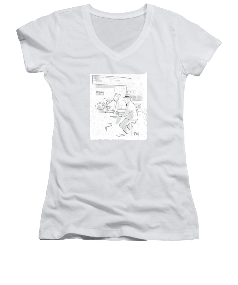 112853 Cda Chon Day Women's V-Neck featuring the drawing New Yorker September 11th, 1943 by Chon Day