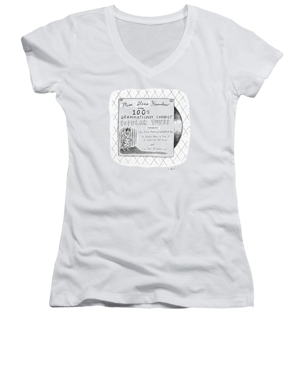 No Caption
Drawing Depicts Album Cover Of 
No Caption
Drawing Depicts Album Cover Of Language Women's V-Neck featuring the drawing New Yorker September 5th, 1988 by Roz Chast
