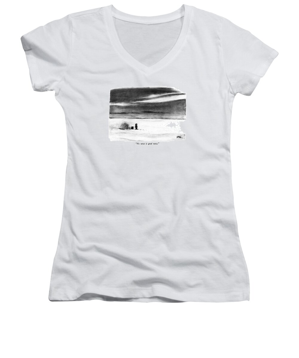 Catch Phrase Women's V-Neck featuring the drawing No News Is Good News by Robert Weber
