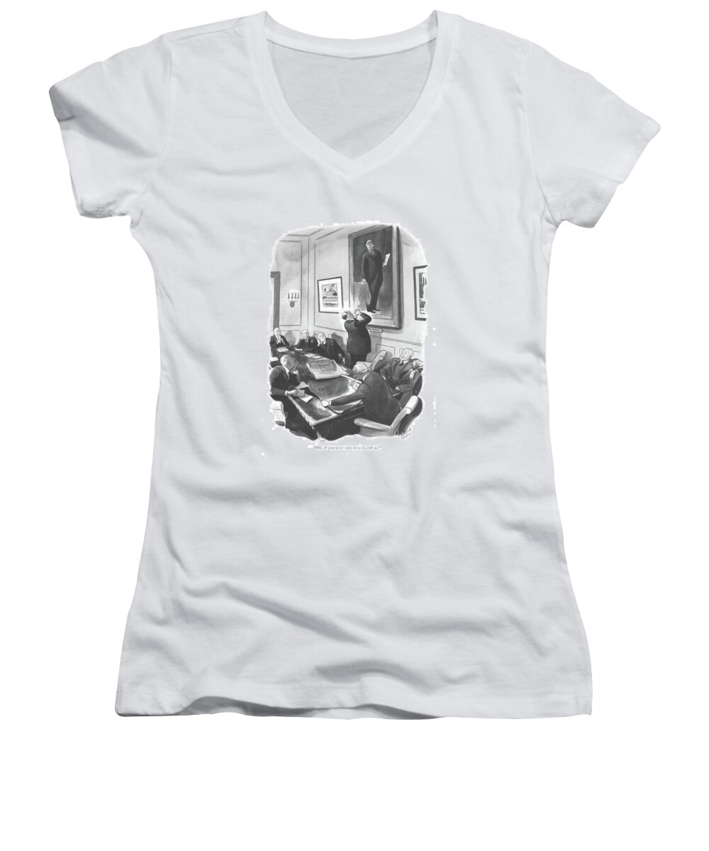 110160 Rde Richard Decker Women's V-Neck featuring the drawing If You Were Only Here To Tell Us by Richard Decker