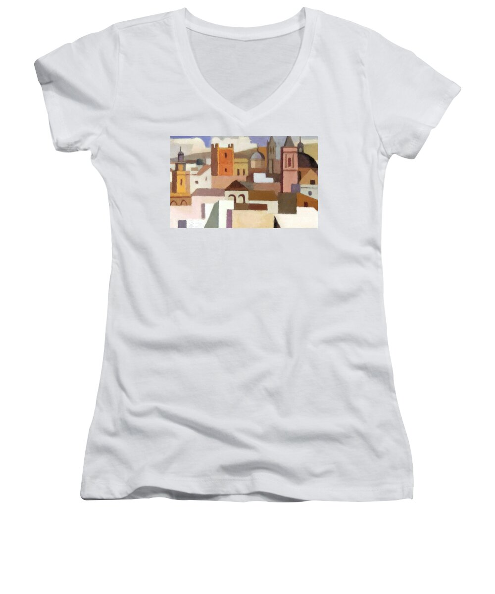 Painting Women's V-Neck featuring the photograph Old Jerusalem by Munir Alawi