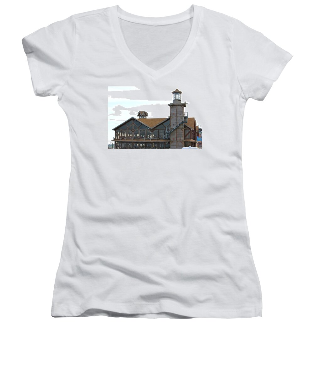 All Products Women's V-Neck featuring the photograph Old Restaurant         by Lorna Maza