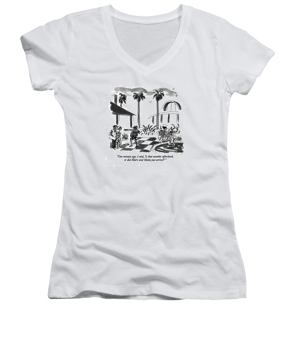 
Leisure Women's V-Neck featuring the drawing One Minute Ago by Donald Reilly