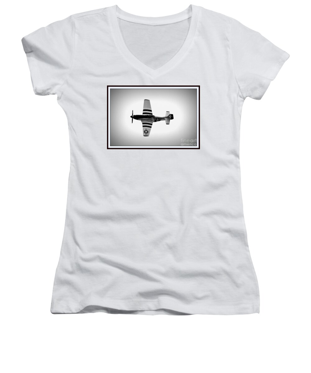 P-51 Women's V-Neck featuring the photograph P51 King of the Skies by Kevin Fortier