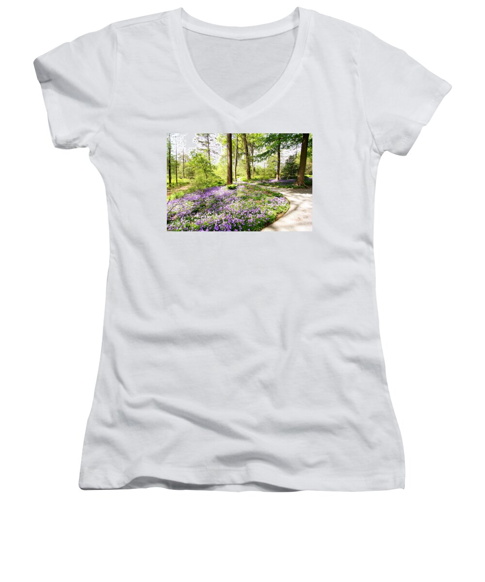 Spring Women's V-Neck featuring the photograph Path of Serenity by Trina Ansel