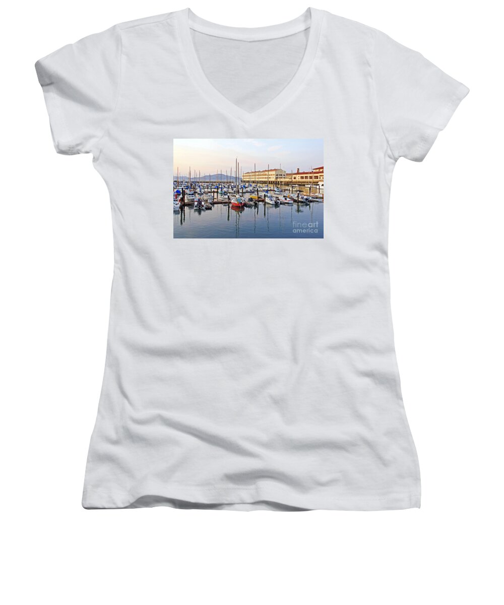 Marina Women's V-Neck featuring the photograph Peaceful Marina by Kate Brown