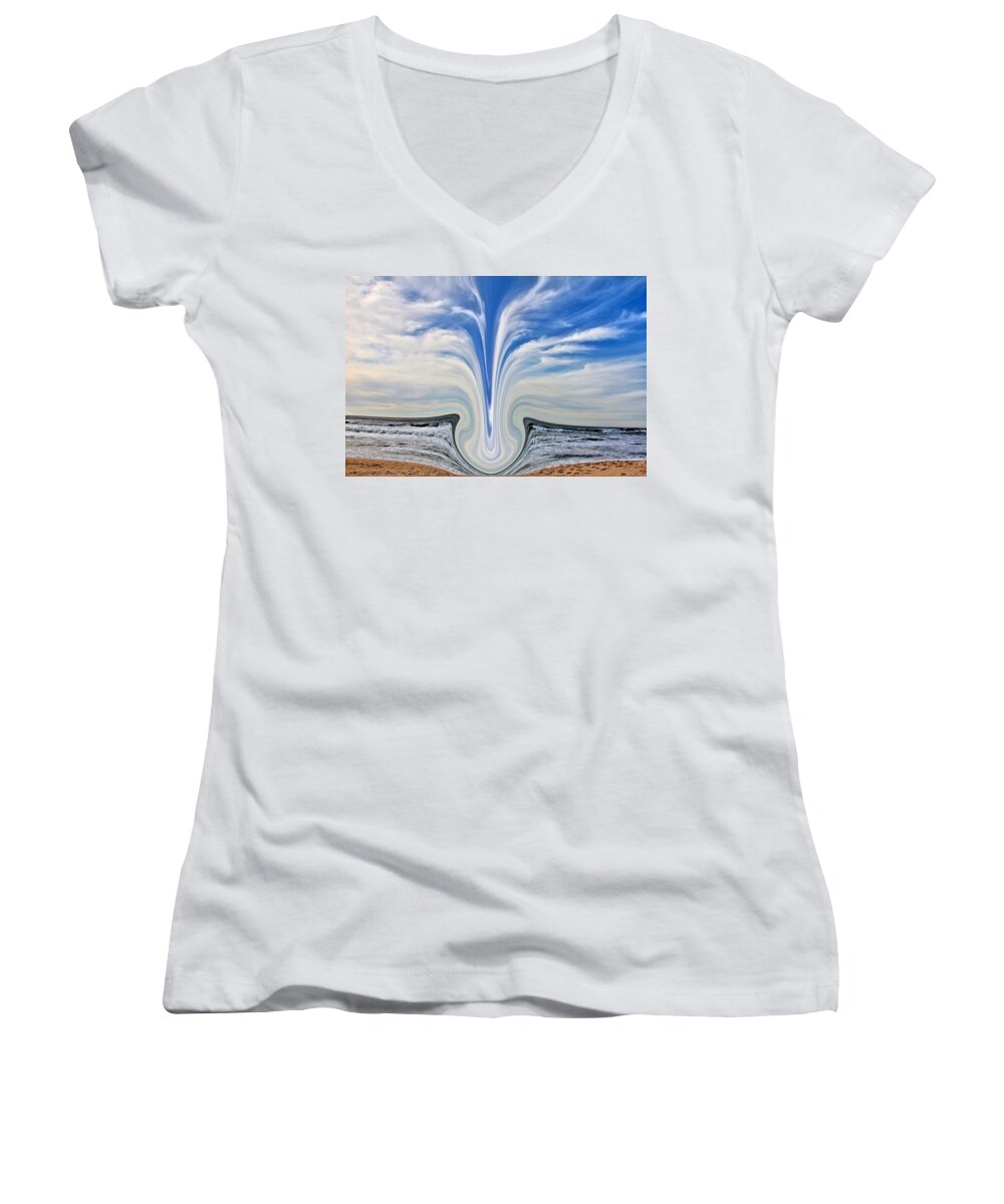 Skyline Women's V-Neck featuring the photograph Percussion by Nick David