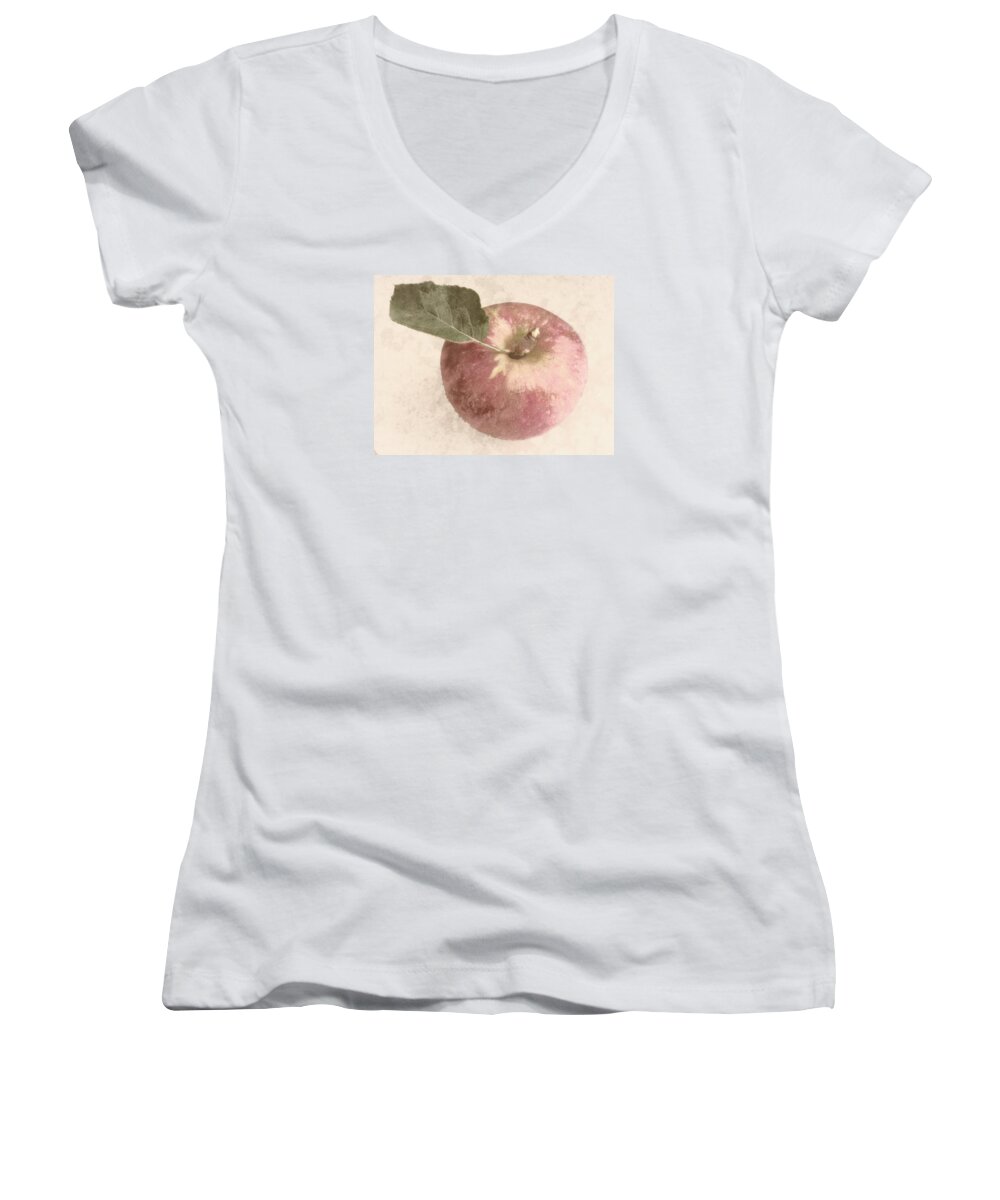 Apple Women's V-Neck featuring the photograph Perfect Apple by Photographic Arts And Design Studio