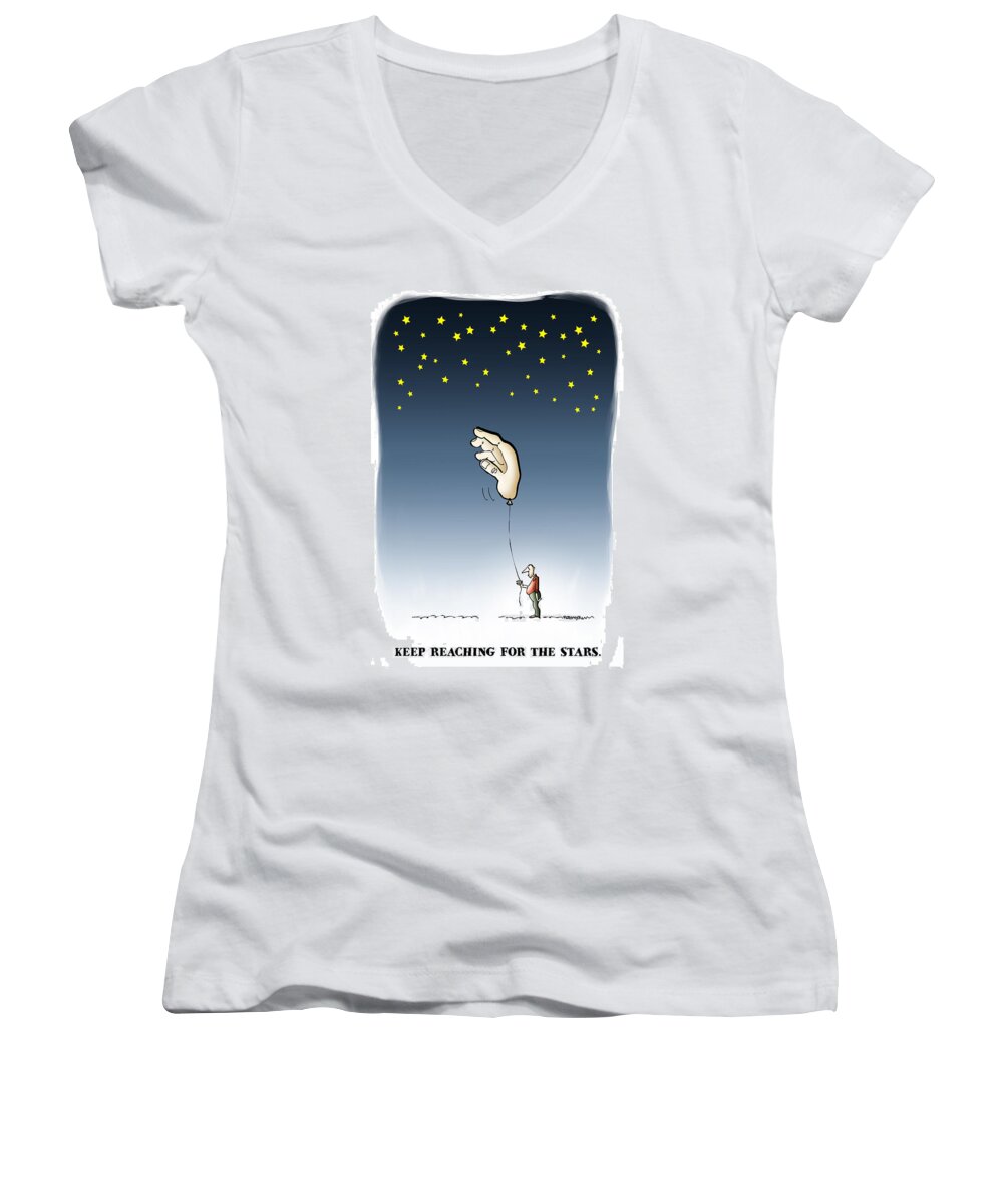 Cliche Women's V-Neck featuring the digital art Reach For The Stars by Mark Armstrong