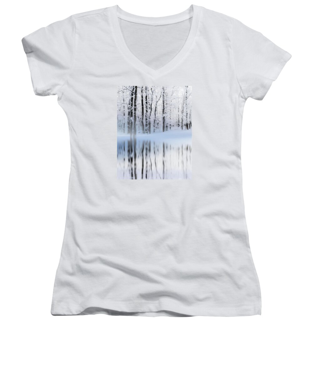 Winter Women's V-Neck featuring the photograph Reflection on a Dream Collingwood, ON by Andrea Kollo